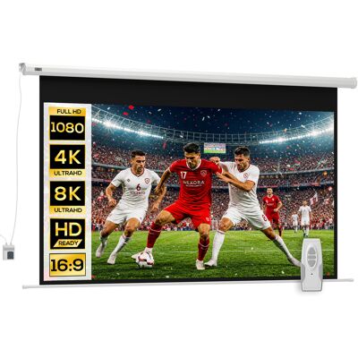 JHY DESIGN Pantalla De Proyección Motorizada De 100" (formato 16:9) Con Mando A Distancia, 251 X 8 X 168 Cm, Blanca. JHY DESIGN Pantalla De Proyección Motorizada De 100" (formato 16:9) Con Mando A Distancia, 251 X 8 X 168 Cm, Blanca.