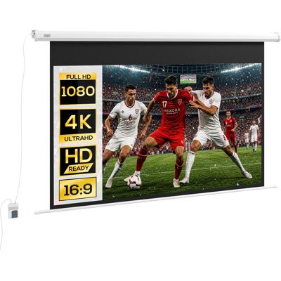 JHY DESIGN Pantalla De Proyección Motorizada De 84" (formato 16:9) Con Mando A Distancia, 215 X 8 X 140 Cm, Blanca. JHY DESIGN Pantalla De Proyección Motorizada De 84" (formato 16:9) Con Mando A Distancia, 215 X 8 X 140 Cm, Blanca.