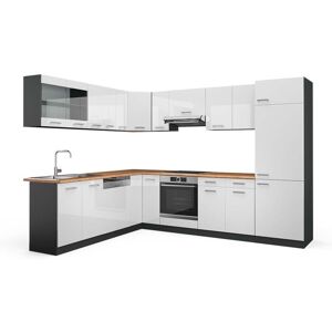 Vicco - Cocina esquinera R-Line, Blanco brillo/antracita, 227 x 287 cm , et Roble Vicco - Cocina esquinera R-Line, Blanco brillo/antracita, 227 x 287 cm , et Roble