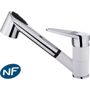 Essebagno Embla Grifo Mezclador Para Fregadero Blanco Cromado Con Ducha Extraíble Essebagno Embla Grifo Mezclador Para Fregadero Blanco Cromado Con Ducha Extraíble