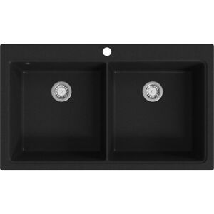 Fregadero Encastrable De Granito Negro De Dos Cubetas Vidaxl Fregadero Encastrable De Granito Negro De Dos Cubetas Vidaxl