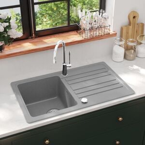 Fregadero Reversible Gris De Granito De Una Cubeta Con Escurridor Vidaxl Fregadero Reversible Gris De Granito De Una Cubeta Con Escurridor Vidaxl