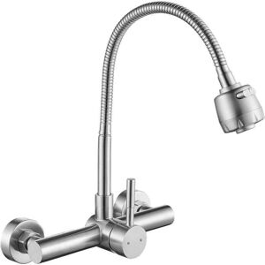 AIPERQ Grifo De Cocina De Montaje En Pared Con Centro De 8 Pulgadas Y Rociador Flexible, Grifo Mezclador De Acero Inoxidable, Grifo Para Fregadero De Níquel Cepillado, Sin Plomo. AIPERQ Grifo De Cocina De Montaje En Pared Con Centro De 8 Pulgadas Y Rociador Flexible, Grifo Mezclador De Acero Inoxidable, Grifo Para Fregadero De Níquel Cepillado, Sin Plomo.