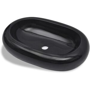 Lavabo De Cerámica Negro Ovalado Vidaxl Lavabo De Cerámica Negro Ovalado Vidaxl