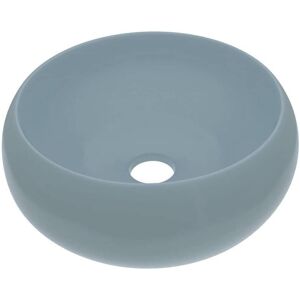 vidaXL Lujosa Lavabo Redondo Azul Claro Cerámica - Lavabo vidaXL Lujosa Lavabo Redondo Azul Claro Cerámica - Lavabo