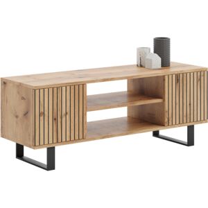Focus - Mueble Loft Rtv De 135 Cm Con Listones Decorativos De Roble Artesanal Focus - Mueble Loft Rtv De 135 Cm Con Listones Decorativos De Roble Artesanal