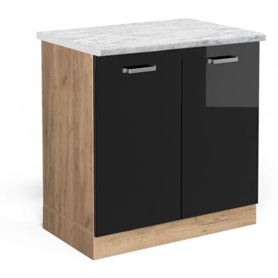 Vicco - Armario de Cocina con Patas Ajustables - Negro Brillo Alto Vicco - Armario de Cocina con Patas Ajustables - Negro Brillo Alto