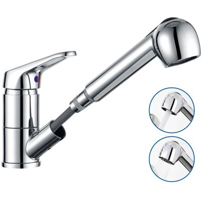 Grifo De Cocina Extraíble Con 2 Modos De Rociador, Grifo Cocina De Latón Giratorio 360° Grifo De Fregadero Monomando Mezclador Para Agua Frío Y Calor Disponibles, Cromado - Auralum Grifo De Cocina Extraíble Con 2 Modos De Rociador, Grifo Cocina De Latón Giratorio 360° Grifo De Fregadero Monomando Mezclador Para Agua Frío Y Calor Disponibles, Cromado - Auralum