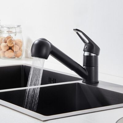 Grifo De Cocina Extraíble Con Dos Formas De Agua Negro Rotación De 360° Grifo De Agua Fría Y Caliente Grifo Monomando Para Cocina - Auralum Grifo De Cocina Extraíble Con Dos Formas De Agua Negro Rotación De 360° Grifo De Agua Fría Y Caliente Grifo Monomando Para Cocina - Auralum