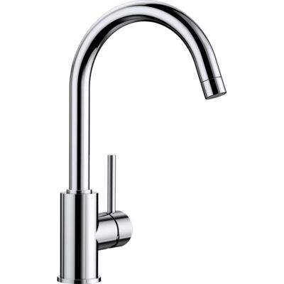 Blanco - Mezclador De Lavabo Mida Con Cuello De Cisne, Cromo Blanco - Mezclador De Lavabo Mida Con Cuello De Cisne, Cromo