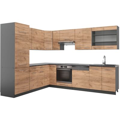 Vicco - Cocina Esquinera Fame-line, Oro Power Roble/antracita, 227 X 60 Cm Sin Encimera Vicco - Cocina Esquinera Fame-line, Oro Power Roble/antracita, 227 X 60 Cm Sin Encimera