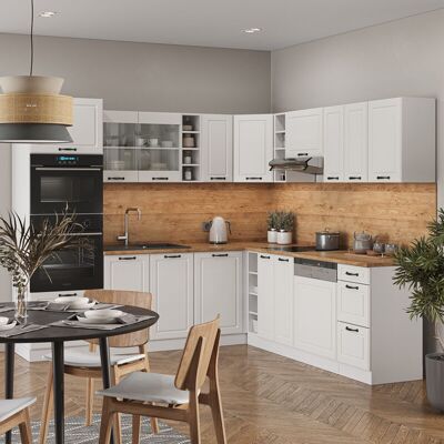 Cocina Esquinera R-line, Casa De Campo Blanca/blanca, 237 X 60 Cm Sin Encimera, Vicco Cocina Esquinera R-line, Casa De Campo Blanca/blanca, 237 X 60 Cm Sin Encimera, Vicco