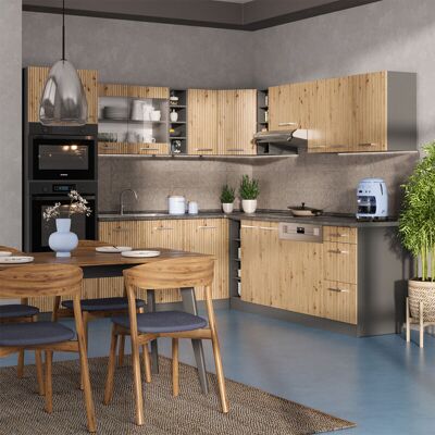 Vicco - Cocina Esquinera R-line, Roble Artesanal/antracita, 237 X 247 Cm , Et Mármol Vicco - Cocina Esquinera R-line, Roble Artesanal/antracita, 237 X 247 Cm , Et Mármol