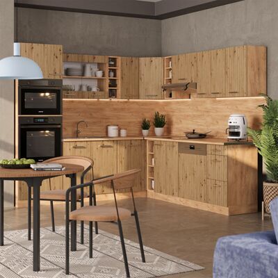 Vicco - Cocina Esquinera R-line, Roble Artesanal/roble Dorado, 237 X 247 Cm , Et Mármol Vicco - Cocina Esquinera R-line, Roble Artesanal/roble Dorado, 237 X 247 Cm , Et Mármol