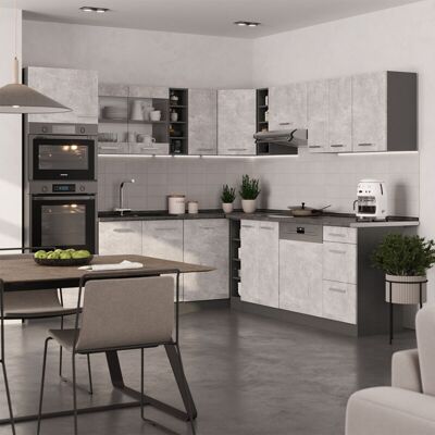 Cocina Esquinera R-line, Hormigón/antracita, 237 X 247 Cm , Et Mármol, Vicco Cocina Esquinera R-line, Hormigón/antracita, 237 X 247 Cm , Et Mármol, Vicco