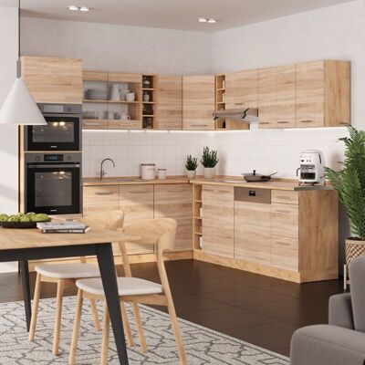 Vicco - Cocina Esquinera R-line, Roble Sonoma/goldkraft, 237 X 247 Cm , Et Mármol Vicco - Cocina Esquinera R-line, Roble Sonoma/goldkraft, 237 X 247 Cm , Et Mármol