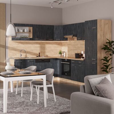 Vicco - Cocina Esquinera R-line, Hormigón Negro/roble Dorado, 227 X 287 Cm Et Mármol Vicco - Cocina Esquinera R-line, Hormigón Negro/roble Dorado, 227 X 287 Cm Et Mármol