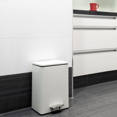 Emuca - Contenedor De Reciclaje Exterior Rectangular Recycle, Apertura De La Tapa Con Pedal, 1x12litros, Aluminio, Pintado Blanco Emuca - Contenedor De Reciclaje Exterior Rectangular Recycle, Apertura De La Tapa Con Pedal, 1x12litros, Aluminio, Pintado Blanco