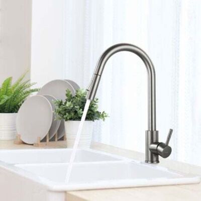 OEM Grifo De Cocina Con Rociador Extraíble, Color Gris Oscuro, Giratorio 360°, De Acero Inoxidable, Mezclador Para Fregadero, 2 Funciones OEM Grifo De Cocina Con Rociador Extraíble, Color Gris Oscuro, Giratorio 360°, De Acero Inoxidable, Mezclador Para Fregadero, 2 Funciones