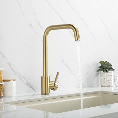 OEM Grifo De Cocina Dorado, Grifo De Cocina De Acero Inoxidable, Grifo Monomando Para Fregadero De Cocina Con Aireador Extraíble, Giratorio De 360°, Agua Caliente Y Fría Ajustable OEM Grifo De Cocina Dorado, Grifo De Cocina De Acero Inoxidable, Grifo Monomando Para Fregadero De Cocina Con Aireador Extraíble, Giratorio De 360°, Agua Caliente Y Fría Ajustable