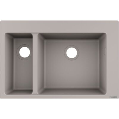 Hansgrohe Modelo 43315380 - Fregadero de cocina de doble cuenco - Gris hormigón Hansgrohe Modelo 43315380 - Fregadero de cocina de doble cuenco - Gris hormigón