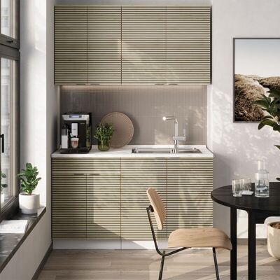 Vicco - Cocina Para Solteros Fame-line, Panel Roble/blanco, 140 Cm , Et Mármol Vicco - Cocina Para Solteros Fame-line, Panel Roble/blanco, 140 Cm , Et Mármol