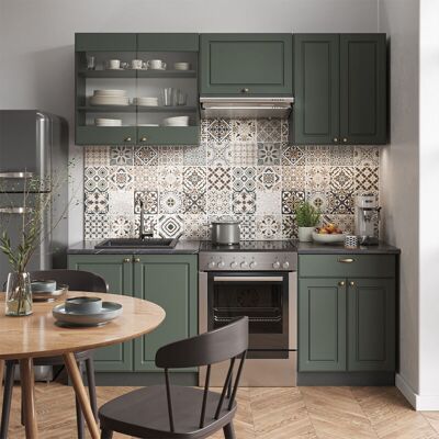 Vicco - Mueble De Cocina Fame-line, Verde-dorado Casa De Campo/antracita, 200 Cm Sin Encimera Vicco - Mueble De Cocina Fame-line, Verde-dorado Casa De Campo/antracita, 200 Cm Sin Encimera