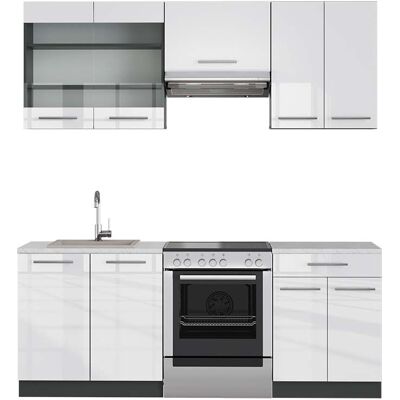 Vicco - Mueble De Cocina Fame-line, Blanco Brillo/antracita, 200 Cm , Et Mármol Vicco - Mueble De Cocina Fame-line, Blanco Brillo/antracita, 200 Cm , Et Mármol
