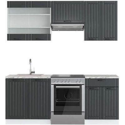 Vicco - Mueble De Cocina Fame-line, Antracita Casa De Campo/blanco, 200 Cm , Et Mármol Vicco - Mueble De Cocina Fame-line, Antracita Casa De Campo/blanco, 200 Cm , Et Mármol