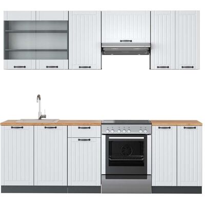 Vicco - Mueble De Cocina Fame-line, Casa De Campo Blanca/antracita, 240 Cm , Et Roble Vicco - Mueble De Cocina Fame-line, Casa De Campo Blanca/antracita, 240 Cm , Et Roble