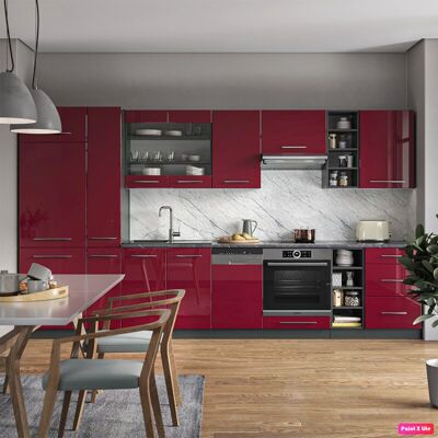 Mueble De Cocina Fame-line, Burdeos Brillo Intenso/antracita, 355 Cm , Et Mármol, Vicco Mueble De Cocina Fame-line, Burdeos Brillo Intenso/antracita, 355 Cm , Et Mármol, Vicco