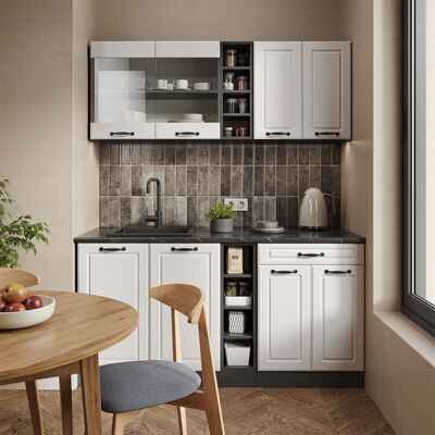 Vicco - Cocina Para Solteros R-line, Casa De Campo Blanca/antracita, 160 Cm Sin Encimera Vicco - Cocina Para Solteros R-line, Casa De Campo Blanca/antracita, 160 Cm Sin Encimera