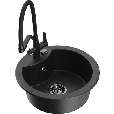 Mexen Diego Fregadero De Granito 1 C谩mara Con Grifo De Cocina Duo, Negro/metalizado Plateado - 6512-73-671701-70-b Mexen Diego Fregadero De Granito 1 C谩mara Con Grifo De Cocina Duo, Negro/metalizado Plateado - 6512-73-671701-70-b