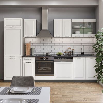 Vicco - Mueble De Cocina R-line, Casa De Campo Blanca/antracita, 300 Cm Sin Encimera Vicco - Mueble De Cocina R-line, Casa De Campo Blanca/antracita, 300 Cm Sin Encimera