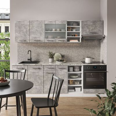 Vicco - Mueble de cocina R-Line Gris/Blanco - 240cm - Modular Vicco - Mueble de cocina R-Line Gris/Blanco - 240cm - Modular