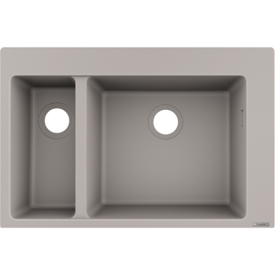 Hansgrohe Modelo 43315380 - Fregadero de cocina de doble cuenco - Gris hormigón Hansgrohe Modelo 43315380 - Fregadero de cocina de doble cuenco - Gris hormigón