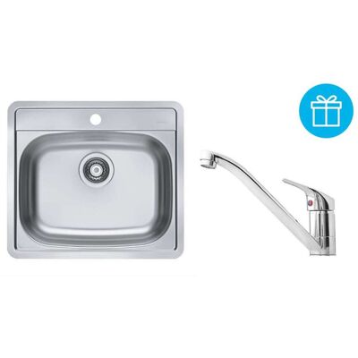 Alveus Conjuntos De Cocina - Conjunto De Fregadero More 10, Grifo Riviera + Regalo, Cromo Seta738 Alveus Conjuntos De Cocina - Conjunto De Fregadero More 10, Grifo Riviera + Regalo, Cromo Seta738