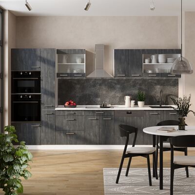 Vicco - Mueble De Cocina R-line, Hormigón Negro/blanco, 350 Cm Et Mármol Vicco - Mueble De Cocina R-line, Hormigón Negro/blanco, 350 Cm Et Mármol
