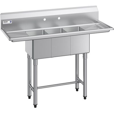 Vevor Fregadero Independiente De 3 Compartimentos, Acero Inoxidable 304, Lavabo Móvil De 1372 X 508 X 1097 Mm Con 2 Escurridores, Protector Antisalpicaduras Para Cocina Restaurante Hogares Exteriores Vevor Fregadero Independiente De 3 Compartimentos, Acero Inoxidable 304, Lavabo Móvil De 1372 X 508 X 1097 Mm Con 2 Escurridores, Protector Antisalpicaduras Para Cocina Restaurante Hogares Exteriores