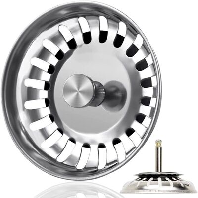 DPZO Desagüe De Fregadero De Acero Inoxidable De 82 Mm Con Tapón, Cesta Para Salidas De Desagüe De 56 A 75 Mm De Profundidad, Colador De Fregadero Para Desagüe De Fregadero Con Control Excéntrico DPZO Desagüe De Fregadero De Acero Inoxidable De 82 Mm Con Tapón, Cesta Para Salidas De Desagüe De 56 A 75 Mm De Profundidad, Colador De Fregadero Para Desagüe De Fregadero Con Control Excéntrico