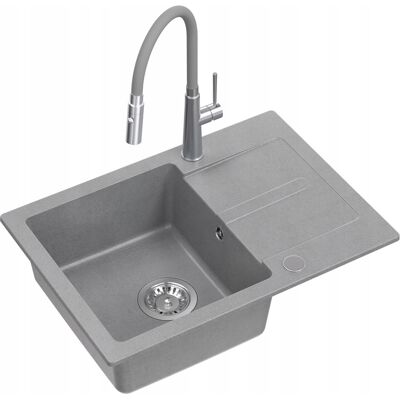 OEM Fregadero Nayes De Granito Gris, De 62 X 44 Cm, Completo Con Sifón, Grifo Y Tapón. OEM Fregadero Nayes De Granito Gris, De 62 X 44 Cm, Completo Con Sifón, Grifo Y Tapón.