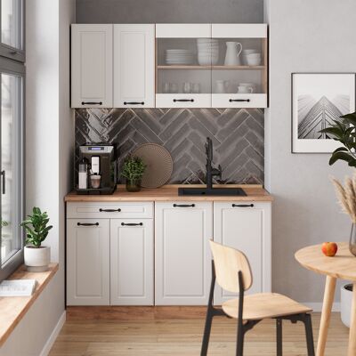 Vicco - Cocina Para Solteros R-line, Casa De Campo Blanca/roble Dorado, 140 Cm Sin Encimera Vicco - Cocina Para Solteros R-line, Casa De Campo Blanca/roble Dorado, 140 Cm Sin Encimera