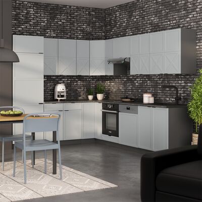 Cocina Esquinera Fame-line, Azul Claro/gris Antracita, 227 X 287 Cm , Et Mármol, Vicco Cocina Esquinera Fame-line, Azul Claro/gris Antracita, 227 X 287 Cm , Et Mármol, Vicco