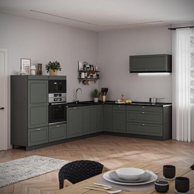 Cocina Esquinera Fame-line, Verde Dorado Casa De Campo/antracita, 327 X 227 Cm Sin Encimera, Vicco Cocina Esquinera Fame-line, Verde Dorado Casa De Campo/antracita, 327 X 227 Cm Sin Encimera, Vicco