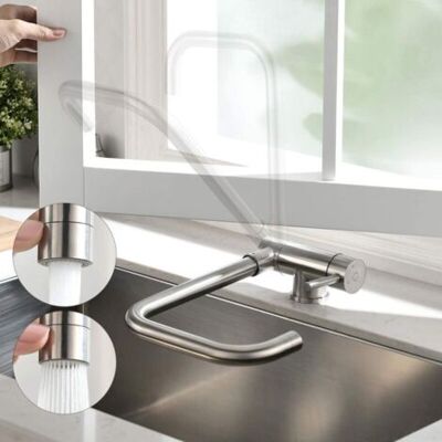 OEM Grifo De Cocina Plegable Con 2 Opciones De Rociado, Grifo Mezclador Plegable De Acero Inoxidable Para Fregadero, Apto Para Instalación En Ventana, Grifo Giratorio De 360° Con Acabado Cepillado Antihue OEM Grifo De Cocina Plegable Con 2 Opciones De Rociado, Grifo Mezclador Plegable De Acero Inoxidable Para Fregadero, Apto Para Instalación En Ventana, Grifo Giratorio De 360° Con Acabado Cepillado Antihue