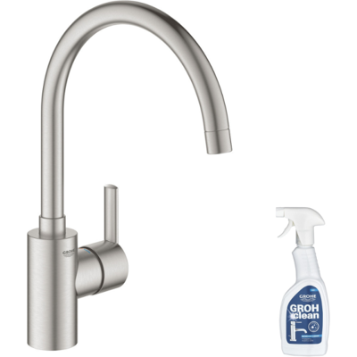 Feel Mezclador De Cocina Supersteel Caño Alto + Limpiador Grohclean - Grohe Feel Mezclador De Cocina Supersteel Caño Alto + Limpiador Grohclean - Grohe