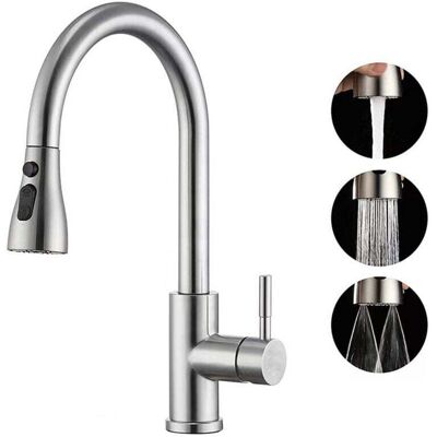 OEM Grifo De Cocina Con Rociador Extraíble, Arco Alto, Monomando, Acero Inoxidable Niquelado Cepillado, Con Placa De Cubierta Para Bar, Lavadero, Caravana, Fregadero De Servicio -crezuo OEM Grifo De Cocina Con Rociador Extraíble, Arco Alto, Monomando, Acero Inoxidable Niquelado Cepillado, Con Placa De Cubierta Para Bar, Lavadero, Caravana, Fregadero De Servicio -crezuo