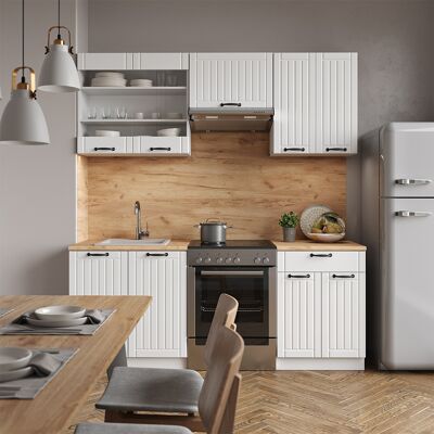 Mueble De Cocina Fame-line, Casa De Campo Blanca/blanca, 200 Cm , Et Mármol, Vicco Mueble De Cocina Fame-line, Casa De Campo Blanca/blanca, 200 Cm , Et Mármol, Vicco