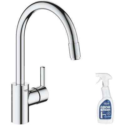 Grifo De Cocina Con Caño Alto Grohe Feel Quickfix Aireador Cromado + Limpiador Grohclean Grifo De Cocina Con Caño Alto Grohe Feel Quickfix Aireador Cromado + Limpiador Grohclean