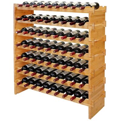 Relaxdays Botellero De Bambú, 63 Botellas, 94 X 85 X 25,5 Cm, Vino Tinto Y Blanco, Apilable, Natural Relaxdays Botellero De Bambú, 63 Botellas, 94 X 85 X 25,5 Cm, Vino Tinto Y Blanco, Apilable, Natural